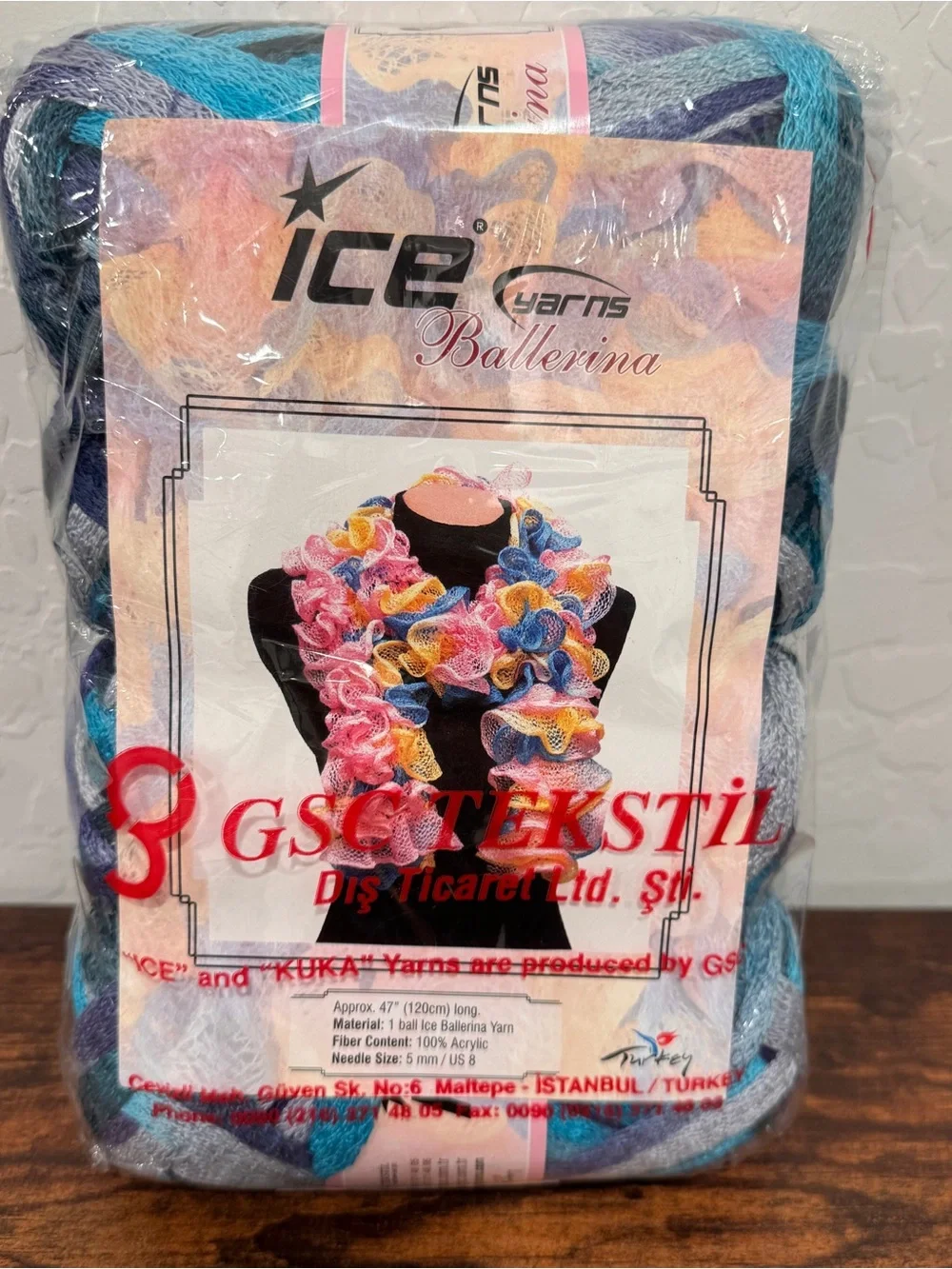 NIP Ice Yarns Ballerina Blue Multicolor Ruffle Yarn 4 Skeins